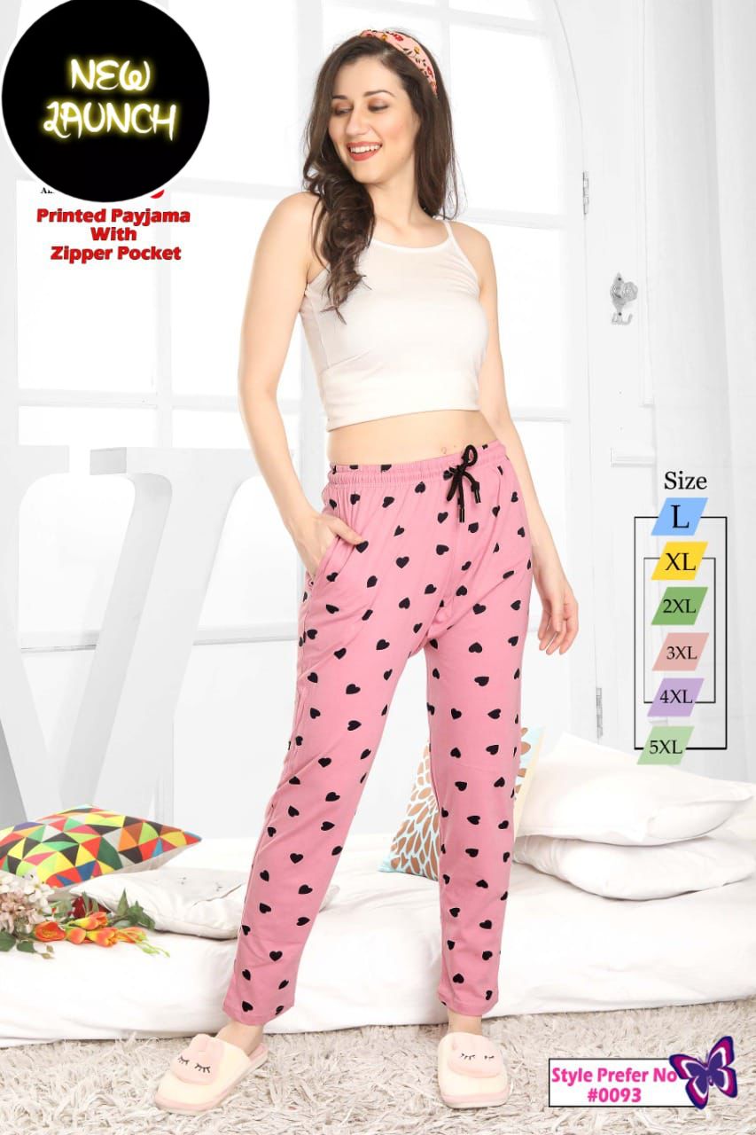 Night Pant 0093 C Regular Wear Printed Hosiery Wholesale Cotton Pant Collection